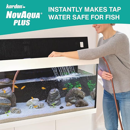 Kordon NOVAQUA Plus - Freshwater & Saltwater Aquarium Water Conditioner – Instantly Detoxifies Chlorine, Chloramines, & Heavy Metals, Replaces Fish Slime Coat, Reduces Fish Stress, 16 Ounces