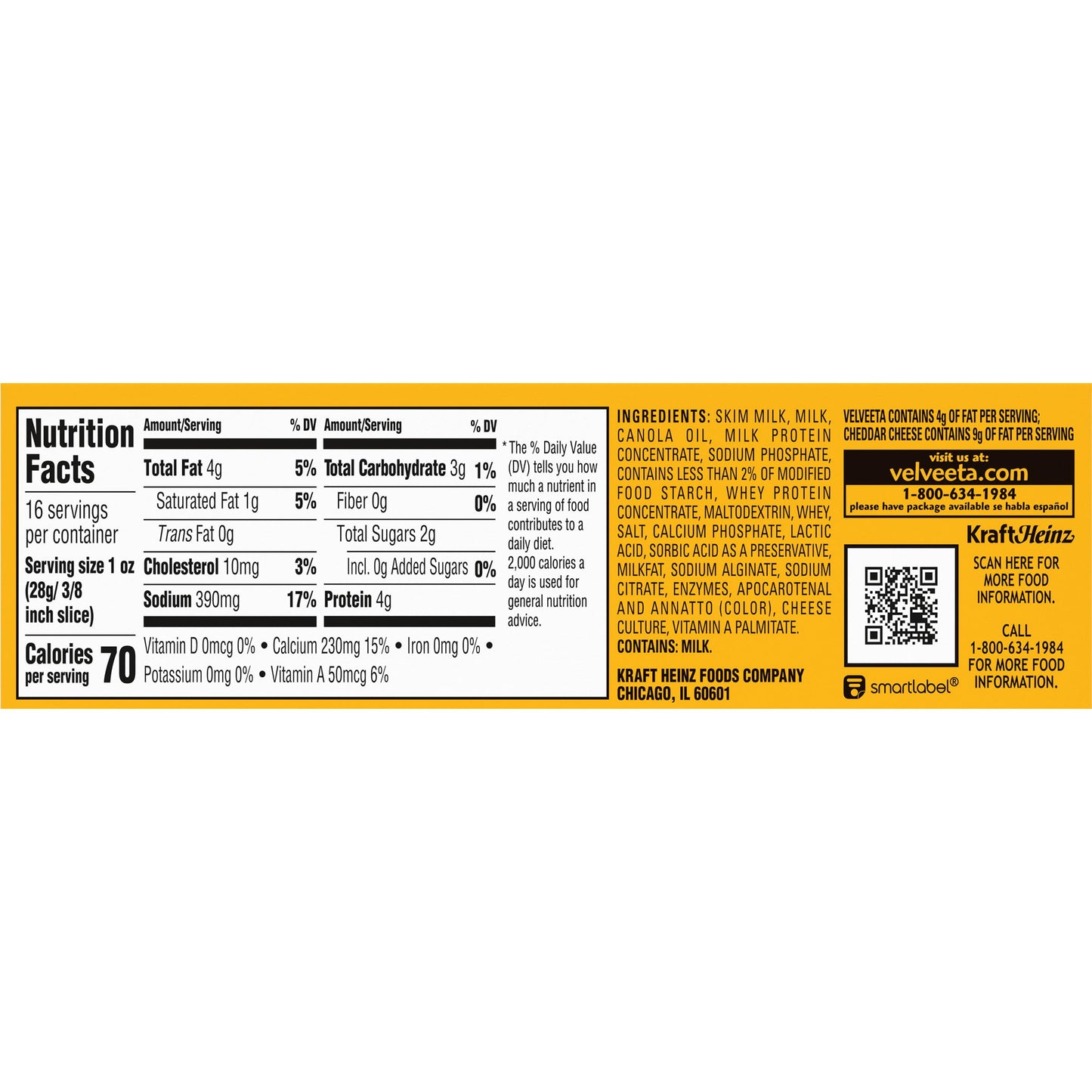 Velveeta Original Pasteurized Recipe Cheese Product, 16 oz Block