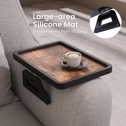 Danfoxer Couch Arm Tray,Wooden Folding Sofa Tray,Sofa Armrest Tray Clip-On Couch Desk for Drinks,Snacks,Phone,Remote Control