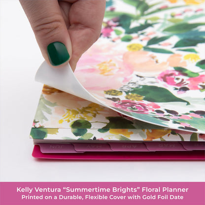 Blue Sky Kelly Ventura 2026-2027 Weekly and Monthly Academic Year Teacher Lesson Planner Calendar, July 2026 - June 2027, 8.5" x 11", Flexible Cover, Wirebound, Laminated Tabs, Storage Pocket, Magnetic & Snap In Book Marks, Includes Stickers, Summertime B