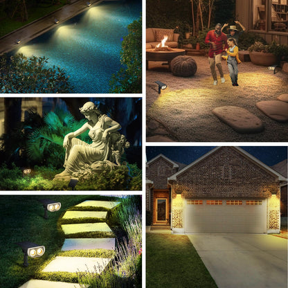 Linkind Solar Lights Outdoor StarRayS, Bright Solar Spot Lights Outdoor, IP65 Waterproof Spotlights for Landscape Garden Yard Walkway Patio Tree（Warm White, 6 Pack）
