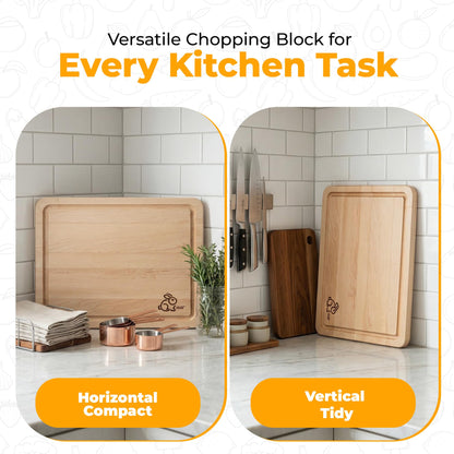 Sous Chef Block – Premium Maple Wood Cutting Board, Heavy-Duty Wooden Chopping Block for Kitchen, Reversible Butcher Block with Juice Groove, MADE IN USA