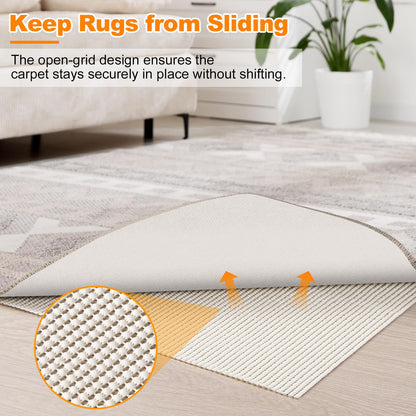 Songrey Non-Slip Rug Pad Gripper 2x3 FT, Extra Thick Carpet Pads for Hard Surfaces, Prevents Sliding and Secures Rugs, Provides Floor Protection with Comfort Cushioning