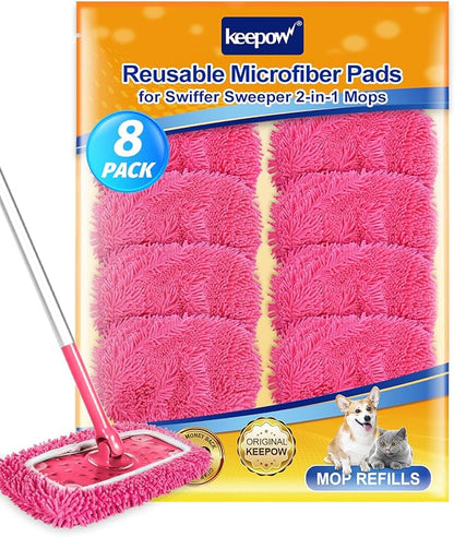 Keepow 8 Pack Reusable Mop Pads Compatible