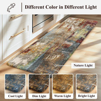 LEEVAN Kitchen Mats Cushioned Anti Fatigue Sets of 2,Non Slip Waterproof Kitchen Mats for Floor,Memory Foam Comfort Abstract Red Kitchen Floor Mat for Sink,Laundry,Home,Office,Desk(17"x29"+17"x47")