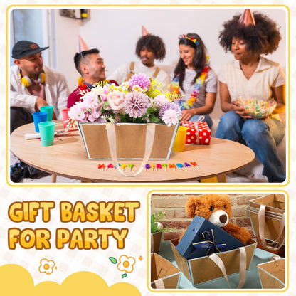 Pinkunn 48 Pcs Basket for Gifts Empty DIY Bulk Party Gift Basket Kit with Handles Market Trays for Packages Wrapping Wedding Party Anniversary Display(Retro)