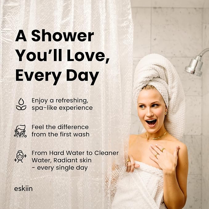 Eskiin Filtered Showerhead - Best Shower Head With Filters For Healthy Hair & Skin - High Pressure Hard Water Softener - Reduce Dandruff, Protect Colored Hair, And Soothe Dry Skin (Brushed Nickel)