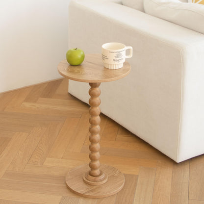 Fultyle Small Side Table, Drink Table for Small Spaces, Modern Martini Table with Solid Wood Leg, Round End Tables Living Room for Bedroom and Office (Rustic Walnut)