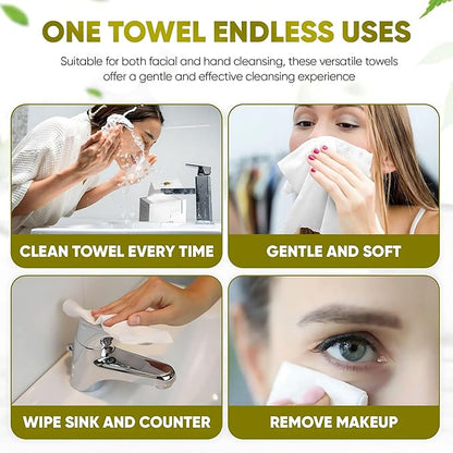 Disposable Face Towels – 50 XL 10” x 12” Biodegradable Dry Wipes