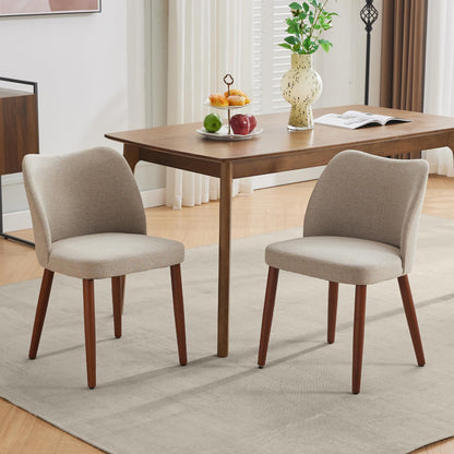 GarveeHome Wooden Dining Chairs Set of 4, Upholstered Mid Century Dining Chairs with Thick Seat Cushion and Curved Back for Dining/Kitchen/Living Room, Camel