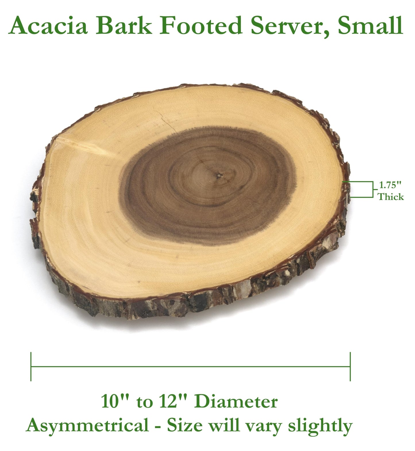 Lipper International 1010 Acacia Tree Bark Footed Server for Cheese, Crackers, and Hors D'oeuvres, Small