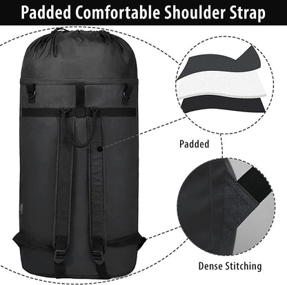 BeeGreen Black-Laundry-Bag-Backpack-Extra-Large-Heavy-Duty, 125L Portable