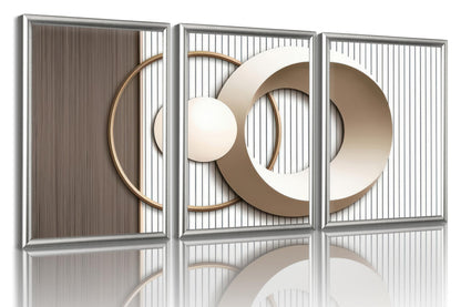 SFXYRTAH 3PCS Modern Geometric Wall Art Set Gold and Beige Abstract Canvas Prints Minimalist Circle Design Wall Picture Posters for Living Room Bedroom Office Decor Unframed