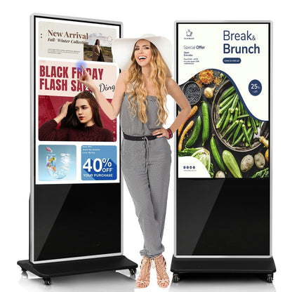 KEINONE 55" 4K LCD Touchscreen Digital Signage Display, Indoor Floor Standing Advertising Kiosk, Commercial Digital Signage Player, HDMI WiFi Bluetooth Input Auto AD Player, 4+32GB Android 14.0 Black