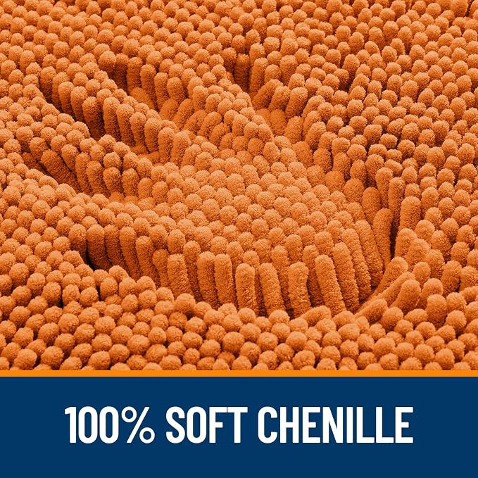 OLANLY Toilet Rugs U-Shaped 24x24, Extra Soft Absorbent Chenille Contour Bathroom Rugs for Toilet, Dry Quickly, Machine Washable, Non-Slip Bath Mat, Clay