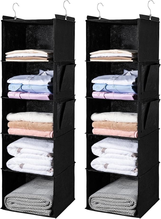 BOOMIBOO Hanging Closet Organize and Shelves，5-Hanging Shelf