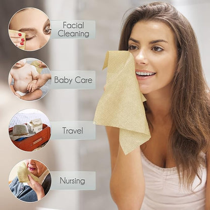 Bamboo Rayon Disposable Face Towel Biodegradable Large Dry Face Wipes 120 Count
