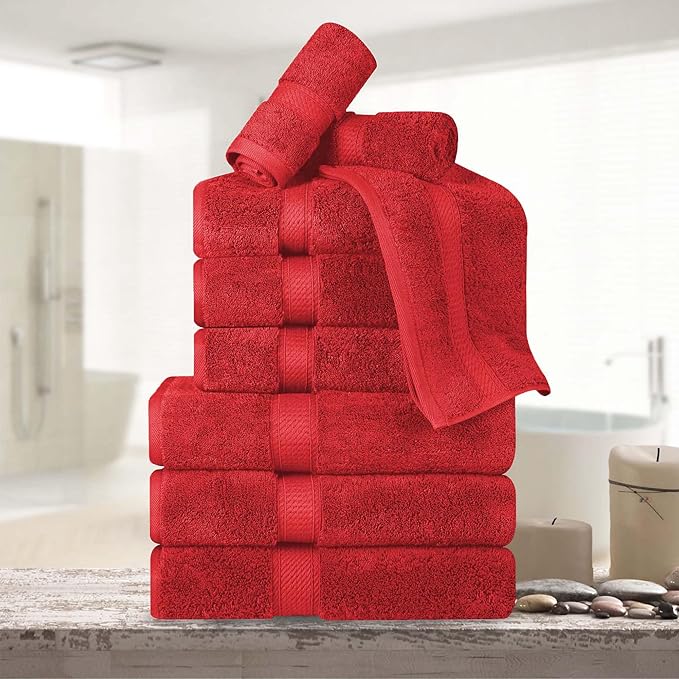 Superior Egyptian Cotton Pile 9 Piece Towel Set, Includes 3 Bath, 3 Hand