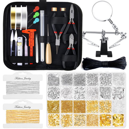 shynek 1857 Pcs Jewelry Making Supplies Kit for Adults, Jewelry Making Tools with Earring Hooks, Findings, Wires, Chains and Helping Hands for Crafts Making and Repair