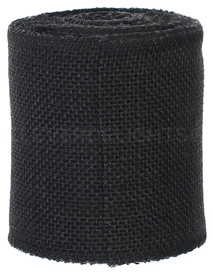 CleverDelights 4" Black Burlap Ribbon - Finished Edge - 10 Yards - Jute Burlap Fabric