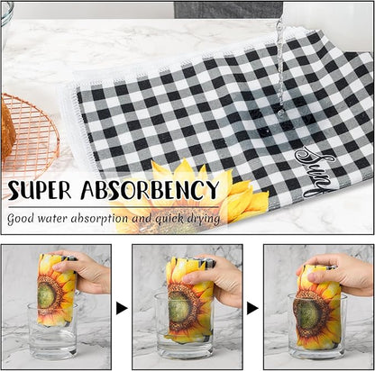 R HORSE 5Pcs Sunflower Kitchen Towels Decorative Set, Summer Flower Dishcloth
