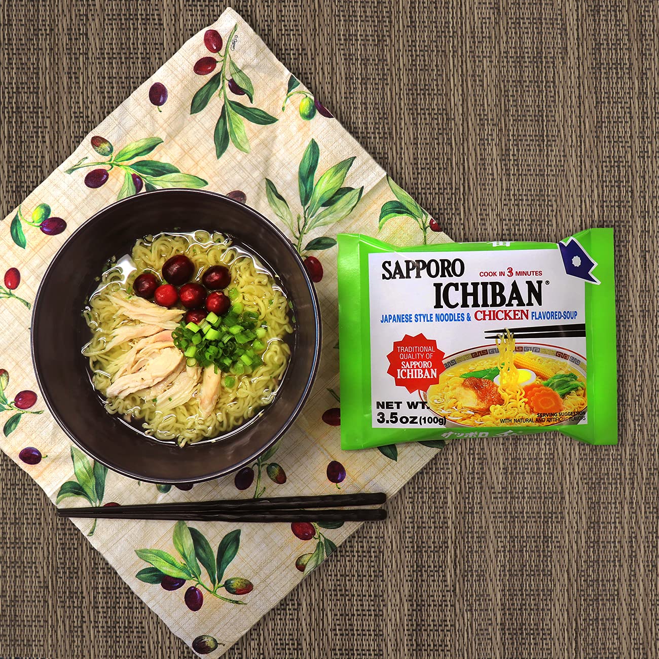 [SAPPORO ICHIBAN] Ramen Noodles, Chicken Flavor, No. 1 Tasting Japanese Instant Noodles (3.5 Oz./ 99.2 g) | 24 Pack
