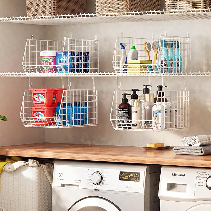 4" Extra Deeper Foldable Hanging Closet Organizer, Small Wire Cabinet Shelves