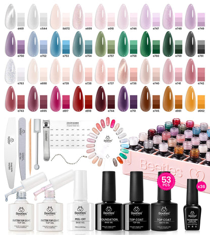 Beetles Cat Eye Gel Polish Set - 24Pcs 20 Colors Glitter Dark Color Changing Gel Nail Polish Kit with Base Gel Glossy Matte Top Coat Soak off UV DIY Nail Art Salon Ombre Black Nails Gift