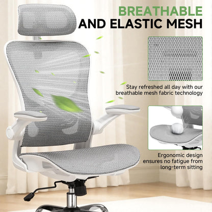 GTPLAYER Office Chair, Home Ergonomic Desk Chair with High Back Mesh, Mesh Office Computer Desk Chairs with Adjustable Lumbar Support, Rolling Work Swivel Task Chairs with 3D Armrests and Headrest
