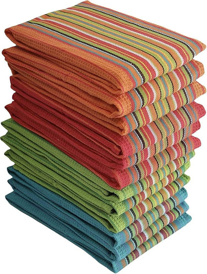 Simpli-Magic 79335 Kitchen Dish Towels, 16x27 Inches, Salsa Stripe, 8 Pack