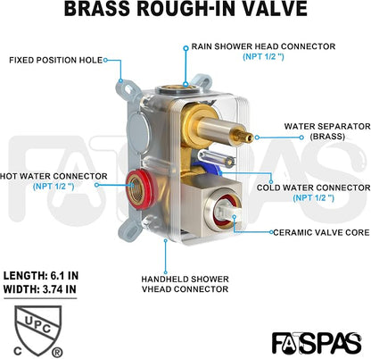 Brushed Nickel Shower System with 10-Inch Rain Showerhead and Handheld | Innovative air-injection technology for low pressure, high-flow rate up to 3.22 GPM ensuring powerful consistent stream