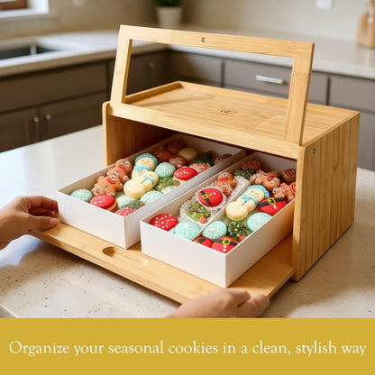 KuraHouse Bamboo Bread Box with Sliding Lid – Large Bread Box with Transparent Window – Bread Holder for Kitchen Countertops – Bamboo Bread Storage Container