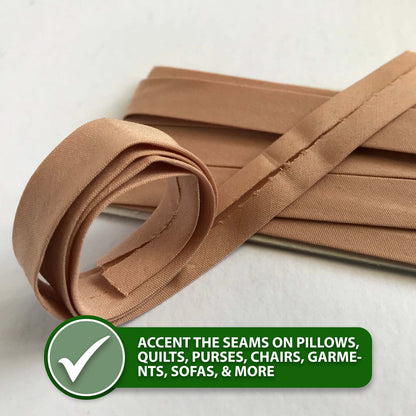 Mandala Crafts 55 Yards 1/2 Inch Green Double Fold Bias Tape for Sewing - Bias Binding Tape for Quilting Binding, Hemming, Seam, and Fabric Piping