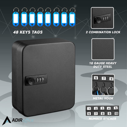 AdirOffice Steel Combination Lock Keys Cabinet Security Storage Box Organizer Holder Locked Key Box Wall Mount 30 Slots