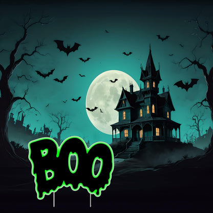 Boo Happy Halloween Ghost Yard Sign Home Outdoor Lawn Decoration With Stakes Scary Spooky Decor 17x12 Inch