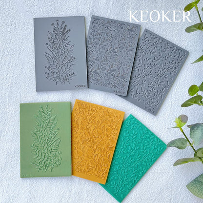 Keoker Polymer Clay Texture Sheets, Clay Texture Mat for Making Earrings Jewerly, Polymer Clay Earrings Tools (No. 7-8)