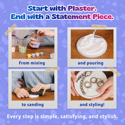 Pinwheel Crafts Terrazzo Plaster Jewelry Dish Kit - DIY Arts and Crafts Kit for Girls Ages 6-12 - Make Your Own Trinket Dish with Paint, Mold, and Plaster – Creative Birthday Gift for Kids