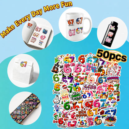 lvyujia 6 7 Birthday Decorations Kit, I Was 6 Now I'm 7 Birthday Decorations, Funny Meme Party Supplies with 50PCS Stickers, Banner, Balloons, Cake & Cupcake Toppers for Indoor Outdoor Party Décor
