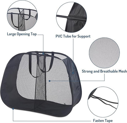 Seiritex Mesh Popup Laundry Hamper 2 Compartment, Collapsible Laundry Sorter