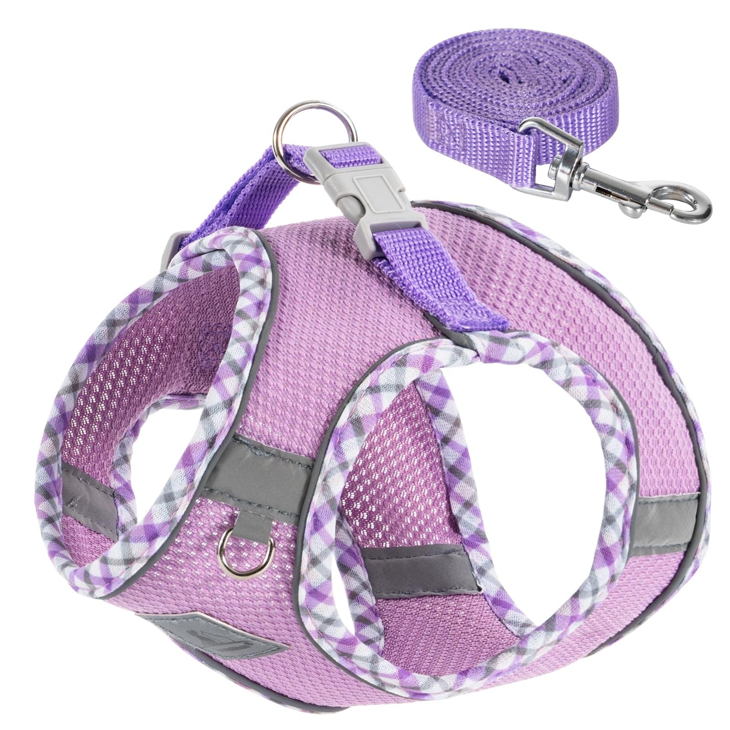TomteNisse Dog Harness and Leash Set - No Pull Soft Breathable Small Dog Harness, Adjustable Reflective Step in Vest for Puppy, Kitten, Cats