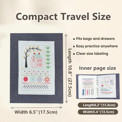 pzvdsog 2026 Upgraded Removable Stitch Book Kit with Extra Thick Threads, Needles Threader Thimble Sewing Tool, DIY Embroidery Stitch Bo-ok kit, 108 Pattern for DIY and Sew Enthusiast