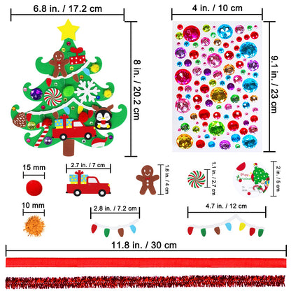 Winlyn 24 Sets Christmas Tree Ornaments Decorations Art Sets DIY Christmas Craft Kits Pine Tree Snowman Snowflake Penguin Foam Stickers Arts and Crafts for Kids Party Favors Home Classroom Activities
