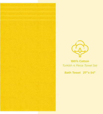 American Soft Linen Luxury 4 Piece Bath Towel Set, 600 GSM 100% Cotton Turkish