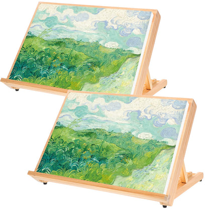 2PCS Tabletop Easel for Painting 17.7"x11.8" Adjustable Angle Portable Easel Tabletop Wooden Easel Stand for Canvas Book Artwords Display