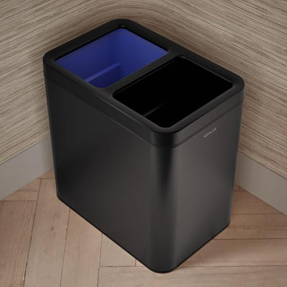 Kohler K-31315-BST 22-Liter Dual-Bin Open-Top Trash Can, Black Stainless Steel