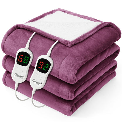 Homemate Electric Heated Blanket Twin - 62"x84" Heating Bed Blankets Throw with 10 Heating Levels 8 Hours Auto Off Fast Heating Over-Heated Protection Ultra Soft Warm Flannel ETL Certified Grey