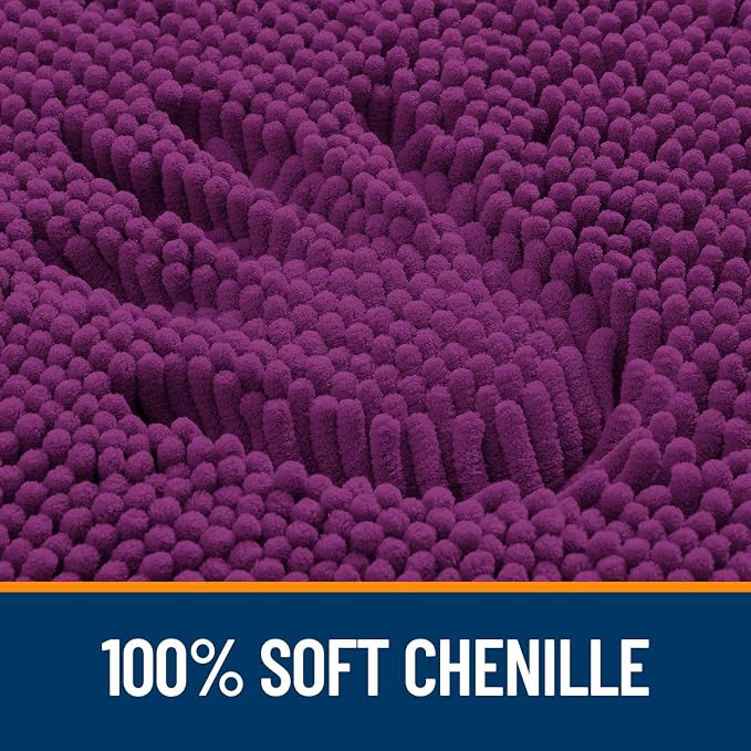 OLANLY Bathroom Rugs 30x18, Extra Soft Absorbent Chenille Bath Rugs, Rubber Backing Quick Dry, Machine Washable Bath Mats for Bathroom Floor, Tub and Shower, Home Decor Accessories, Purple