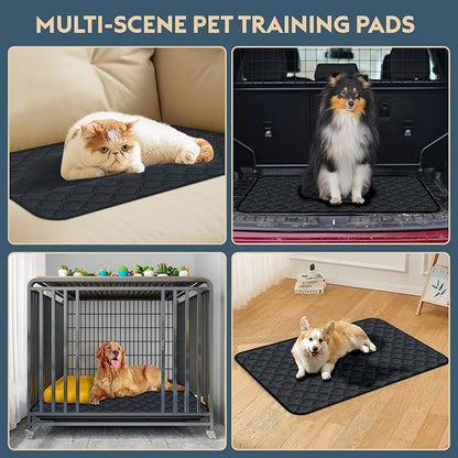 FunFurry Washable Pee Pads for Dogs - 1 Pack Reusable Pee Pads，Waterproof Puppy Pads，Pet Training Pads，Super Absorbent with Dog Paw Shape Non-Slip Backing (Dark Grey, 72" X 72" - 1 Pack)