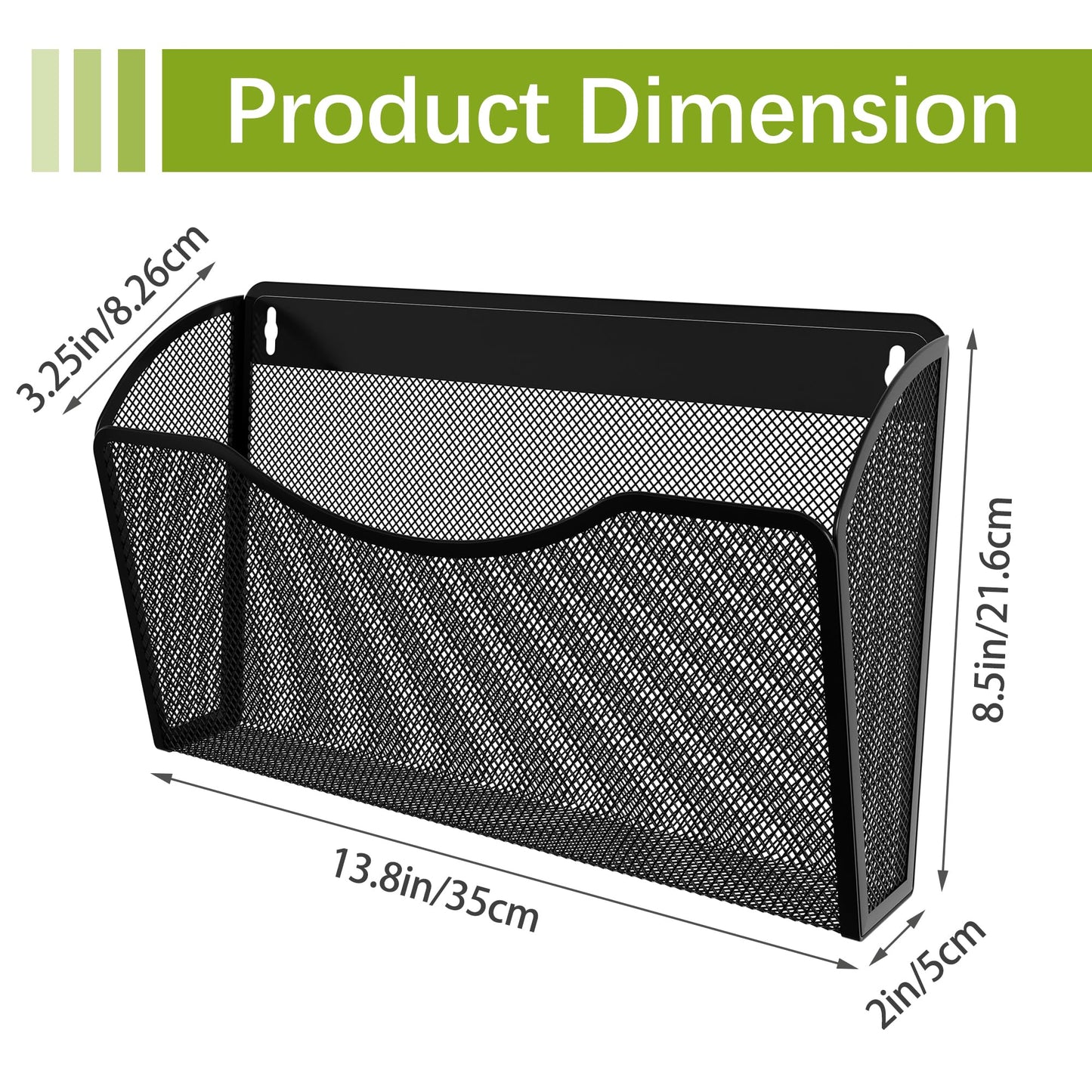 EasyPAG Wall File Organizer 3 Pack, Hanging File Organizer Wall Mount, Metal Mesh Folder Holder for Letter/A4 Papers, Mail Sorter for Office, Classroom, Home, Black