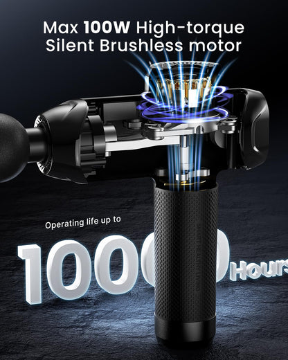 RENPHO Massage Gun Deep Tissue with 12mm Amplitude, Percussion Muscle Massage Gun, Portable Electric Handheld Massager Gun, LED Touch Display Carry Case Power